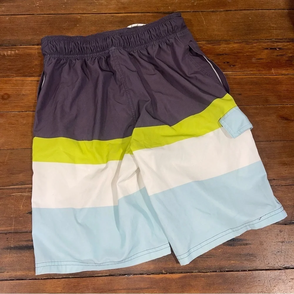 Dip Blue and Green Board Shorts with Color Block Design